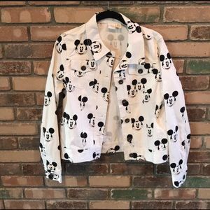 Forever 21 White Mickey Mouse Jean Jacket